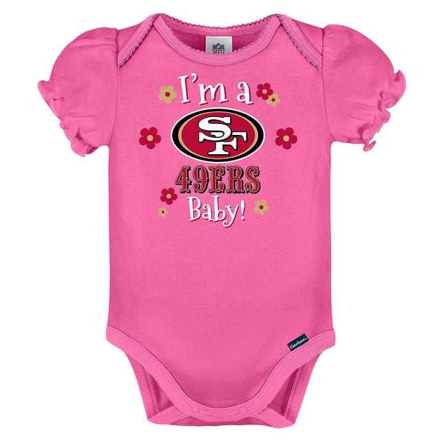 NFL Gerber Baby Girl's Standard 3 Pack Short Sleeve Onesie Bodysuit, Team Color, 18 Months