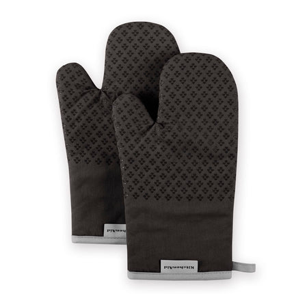 KitchenAid Oven Mitt Set, Cotton, Black, 7"x12.5"
