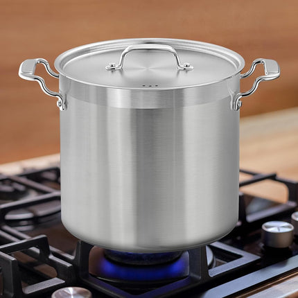 NutriChef Stainless Steel 18L Stock Pot with Lid, Extra Large Cooking Soup Pot, Heavy Duty Induction Stockpot for Bulk Cooking