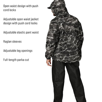 FROGG TOGGS Men's Standard Classic All-Sport Waterproof Breathable Rain Suit, Mo Elements/Blacktip/Black, Large