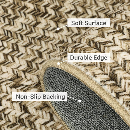 LUXLOOM Alfombra Larga Lavable Estampada 2x8 para Pasillos, Patrón Trenzado Antideslizante, Alfombrilla de Baño, Alfombra Moderna Suave para Dormitorio, Alfombras de Cocina de Granja, Alfombras de Entrada, Alfombra Resistente a Manchas 2'x8' Natural
