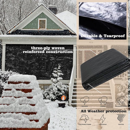 UCINNOVATE Black Plastic Tarp 10ft×10ft Waterproof Tarpaulin, 14 mil Cover Sheet with Grommets for Truck, Cargo, Pool, Storage Shed, Frame, Emergency Roof, Hay-Pile (UC-3300520), Black,Black Our