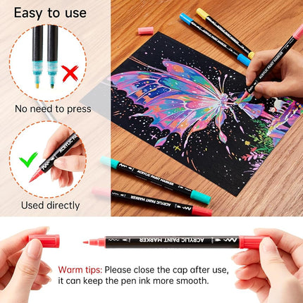 Shuttle Art Acrylic Felt, 80 Colours Double Tip Acrylic Paint Markers (Fine and Shark), Acrylic Marker on Ceramic Plastic Canvas, Felt Paint for Calligraphy, DIY