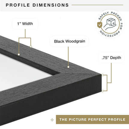 MCS Studio Gallery 19.75x27.5 Poster Frame Black Woodgrain, Vertical & Horizontal Wall Hanging Large Picture Frame for Photos, Posters & Art Prints (1-Pack)