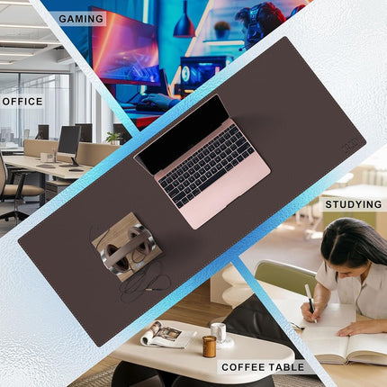 Cacoy Oversized 100x40cm PU Leather Desk Pad - Gaming Mouse Pad Writing Desk Mate Protective Mat for Office, Home, Gaming, Working - Dark Brown