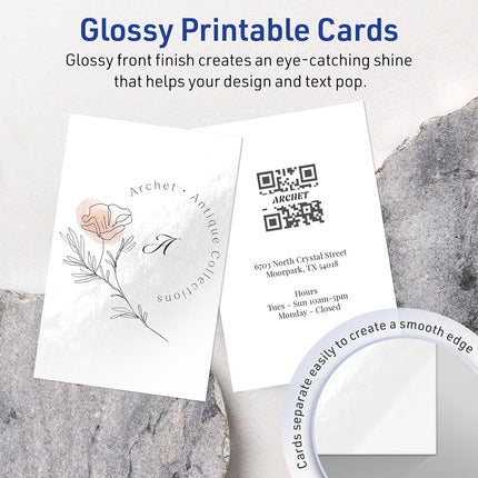 Avery Printable Rectangle Cards, Sure Feed Technology, 5" x 7", Glossy White Cardstock, Laser/Inkjet Printable, 100 Total, Great for Invitations and Thank You Messages