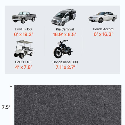 VEVOR Garage Floor Mat, 2.3 x 5.79 M Waterproof Protection from Water,Snow, Rain,Mud and Oil for Cars, Non-Slip Heavy Duty Containment Mat with TPE Anti-Leak Backing & Easy to Clean & Cuttable