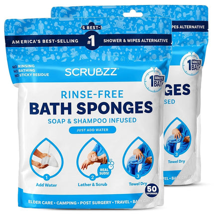 (2 Pack) - Scrubzz Disposable No Rinse Bathing Wip