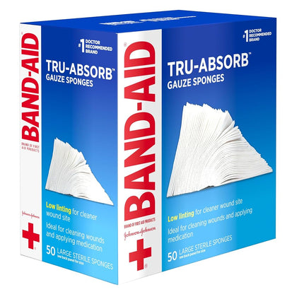 Band-Aid Brand Of First Aid Products Mirasorb Gauze Sponges For Cleaning Wounds, 4 Inches By 4 Inches, 50 Count