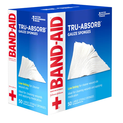 Band-Aid Brand Of First Aid Products Mirasorb Gauze Sponges For Cleaning Wounds, 4 Inches By 4 Inches, 50 Count