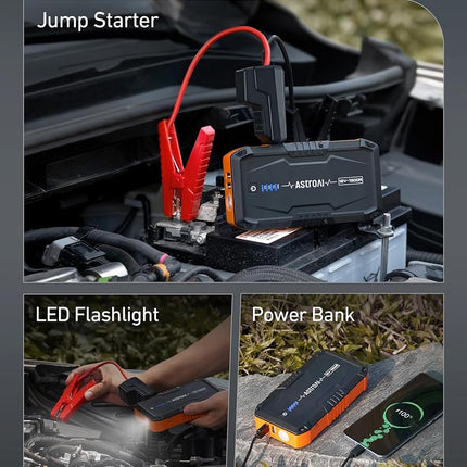 AstroAI S8 Car Battery Booster Jump Starter Power Pack (up to 6.0L Petrol & 3.0L Diesel Engines), Portable Car Jump Starter Power Bank for 12V Vehicles, Motorcycle, with Smart Jump Leads and LED Torch