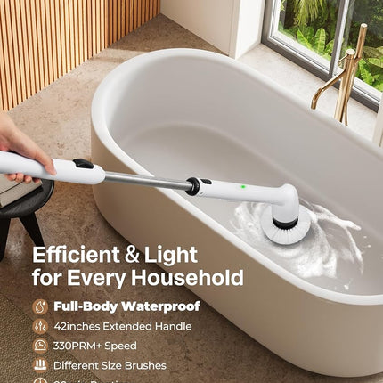 Electric Cleaning Brush, Upgraded Full-Body IPX7 Waterproof & Long Handle