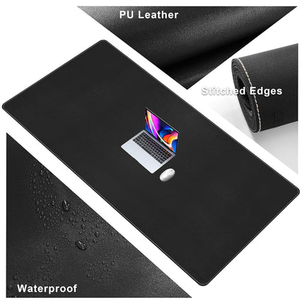 CENNBIE Leather Desk Mat, 160x80 cm Extra Large Desk Pad Blotter Protector, Extended Non-Slip Mouse Pad, Waterproof PU Leather Desk Mat on top of desks Large for Office and Home (Black)
