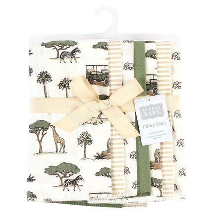 Hudson Baby Paños de Algodón de Franela Unisex para Bebé, Paquete de 7 Unidades Diseño "Going On Safari", Talla Única