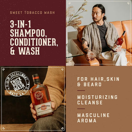18.21 Man Made Wash - Sweet Tobacco for Men - 32 oz. 3-In-1 Shampoo, Conditioner and Body Wash