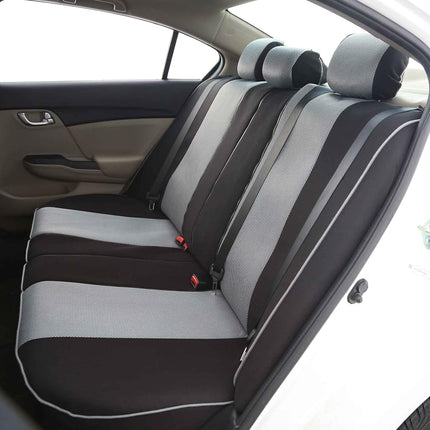 FH GROUP FH-FB063128 Three Row Cloth Car Seat Covers with Piping Airbag & Split Ready Gray / Black- Fit Most Car, Truck, Suv, or Van