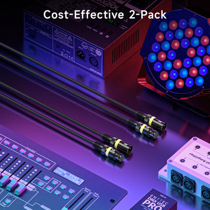 Cable Matters - Cable DMX para luces de escenario (2 unidades, 22 AWG, 7,6 m) con conector XLR de 3 pines, cable de iluminación DMX de 3 pines XLR macho a hembra