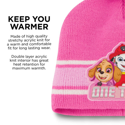 Nickelodeon girls Toddler Winter Hat, Scarf & Mittens Set 2-4 Or Paw Patrol Marshall Hat, Scarves & Kids Gloves Sets 4-7, Pink - Mittens Set, Ages 2-4