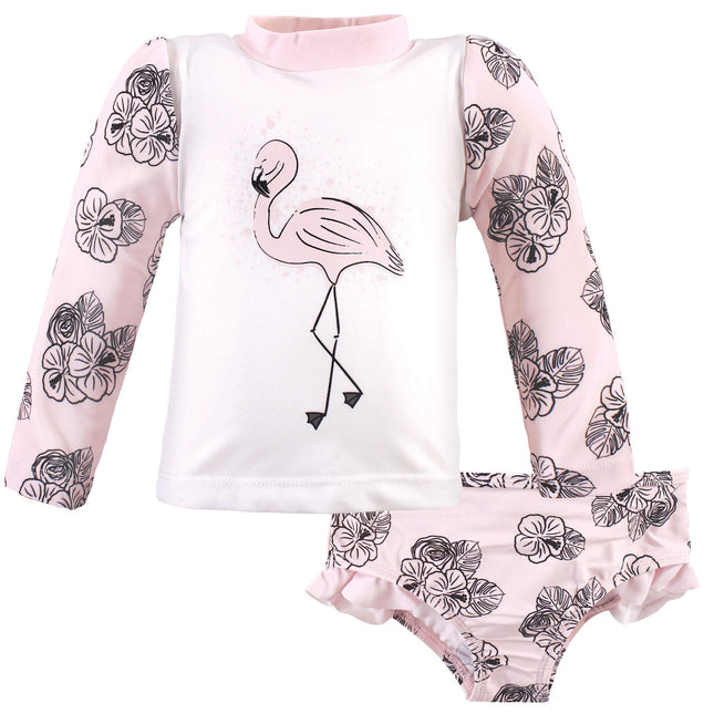 Hudson Baby Unisex Baby Swim Rashguard Set, Floral