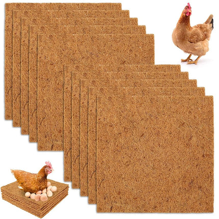 Abizarch 10Pcs Chicken Nesting Pads 13"x13", Natural Coconut Palm Hens Nest Bedding Mats,Multifunctional Chicken Nesting Box Liners for Hen Laying Eggs
