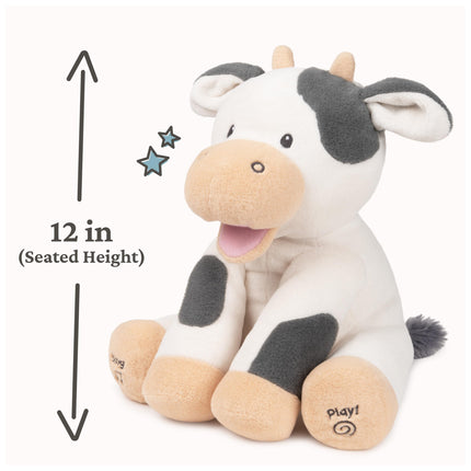 GUND Peluche animado de vaca Buttermilk, juguete sensorial de peluche que canta, canta Old Macdonald y enseña sonidos de animales, crema/gris, 30.5 cm