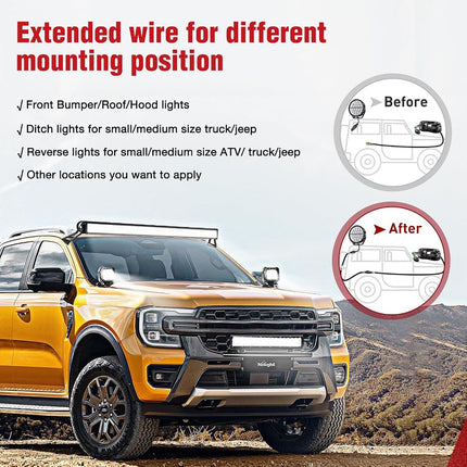 Nilight 2 PCS 16 AWG 10 Feet 3 Pin DT Connector Wiring Harness Extension Kit Plug and Play for Dual Mode Off Road LED Pod Lights Bar DRL Driving Auxiliary Reverse Boat Light