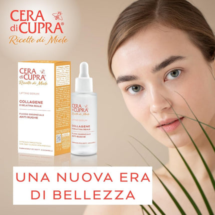 Cera di Cupra, Lifting Serum - Collagen and Queen Jelly, Tightens Skin and Smooths Wrinkles on Face and Neck, Made in Italy, Dermatologically Tested, 30 ml