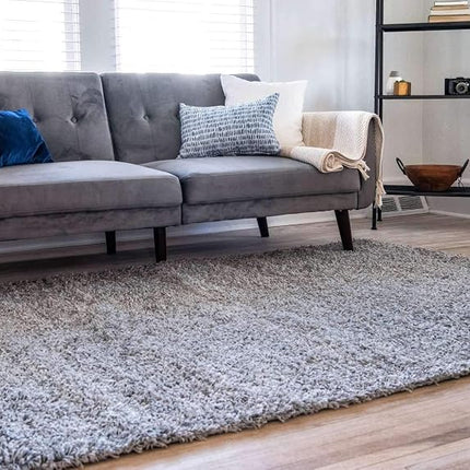 Unique Loom Solo Solid Shag Collection Modern Plush Cloud Gray Rectangle (2' x 3')