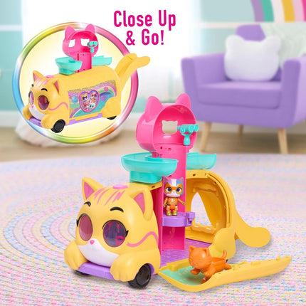 Just Play Disney Junior SuperKitties Purr ‘N’ Go Lights and Sounds Playset, 10 Pieces, Articulated Figures, Kids Toys for Ages 3 Up