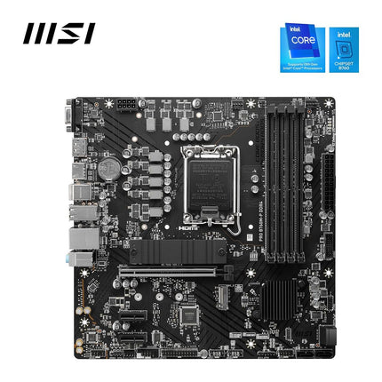 MSI PRO B760M-P DDR4 Motherboard, Micro-ATX - Supports Intel 14th, 13th & 12th Gen Core Processors, LGA 1700 - DDR4 Memory Boost 4800+MHz/OC, PCIe 4.0 x16 Slot, M.2 Gen4 Slots
