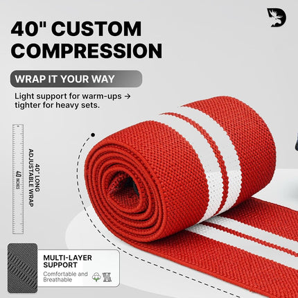 DMoose Fitness Elbow Wraps for Weightlifting (Pair) 40" Adjustable Brace for Joint Support, Pain Relief & Tendonitis-Elbow Straps for Weight Lifting, Bench Press & Gym Workouts, Band for Men & Women