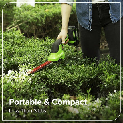 Greenworks 24V Cordless Shear Shrubber, 1.5Ah USB (Power Bank) Battery and Charger Included SH24B1510