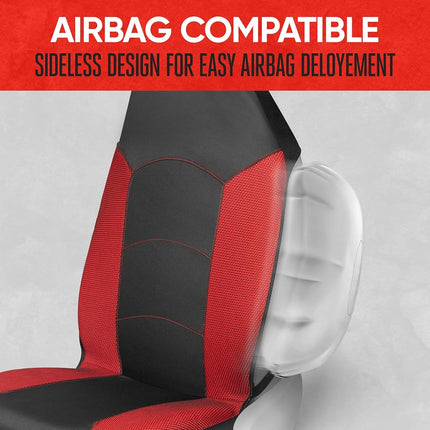 Motor Trend Red Mesh Car Seat Covers for Front Seats – Premium High Back Automotive Seat Covers, Made for Vehicles with Integrated Fixed Headrests, Interior Covers for Truck Van and SUV