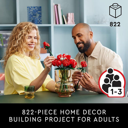 LEGO Icons Bouquet of Roses, Home Décor Artificial Flowers, Gift for Her or Him for Anniversary and Valentine’s Day, Botanical Collection, 10328