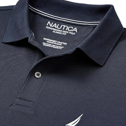Nautica Men's Solid Anchor Deck Classic Fit Polo, Navy, M