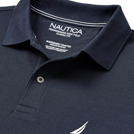 Nautica Men's Solid Anchor Deck Classic Fit Polo, Navy, M