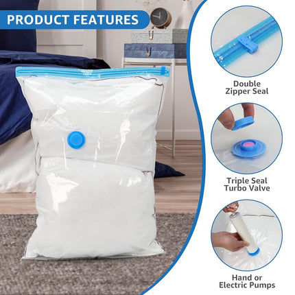 Simple Deluxe 20 Pack Vacuum Storage Bags (4 Jumbo/4 Large/4 Medium/4 Small/4 Roll M) Space Saver Bags, Vacuum Seal Bags with Hand Pump for Comforters, Blankets, Bedding, Pillows and Clothes