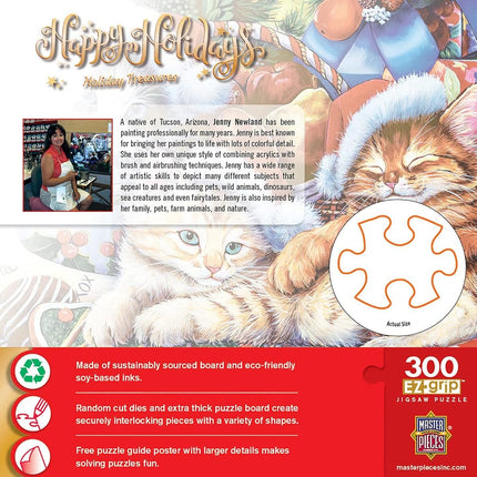 MasterPieces Holiday EZ Grip Extra Large Jigsaw Puzzle, Holiday Treasures, Featuring Art by Jenny Newland, 300 Pieces