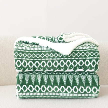 Elegant Comfort Reversible and Ultra-Plush Flannel Fleece-Winter Christmas Sherpa Throw- Lightweight Soft and Cozy-Holiday Decorative Throw, Perfect for Lounging, 50 x 60 inches, Emerald Green Deer