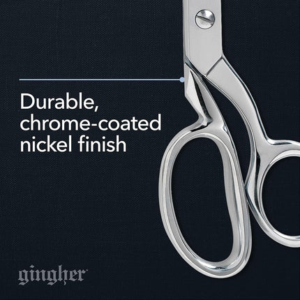 Gingher Dressmaker's Fabric Scissors - 8" Stainless Steel Shears - Sharp Knife Edge Fabric Scissors with Protective Sheath