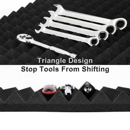 CASOMAN 4PCS Professional Toolbox Liner, Trap Mat Universal Tool Drawer Liner, Non-Slip Foam Inserts, Easy Cut, Black, 23.6"x15.7"