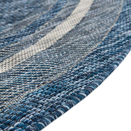 Alfombra de área Unique Loom Outdoor Border Collection - Borde suave (Hearth 3' 1" x 6' 1", azul/marfil)