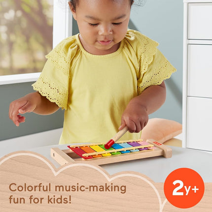 Fisher-Price Wood Toddler Toy Xylophone, Wooden Musical Instrument for Developmental Play Preschool Kids Ages 2+ Years, HXV13