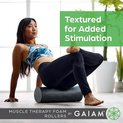 Gaiam Restore Marbled Foam Roller for Muscle Massage - 18" Muscle Massager for Stimulation - Total Body Pain Relief, Back, Neck, Foot, Calf, Leg, Arm - Deep Tissue Massager for Sore Muscles - Purple