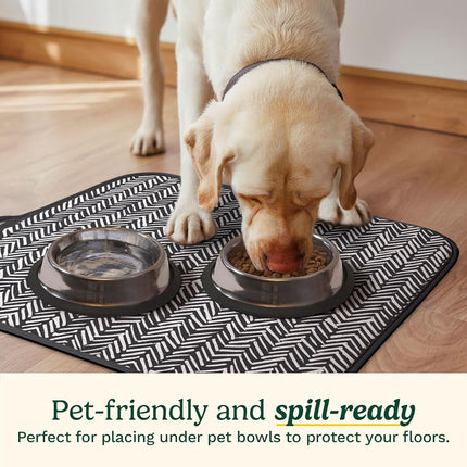 Tapis égouttoir Cuisinart pour comptoir de cuisine - (2) tapis de séchage de vaisselle ultra absorbants de 40,6 x 45,7 cm - Dos en maille, pliable, lavable en machine, tapis de séchage rapide (lignes pointillées)