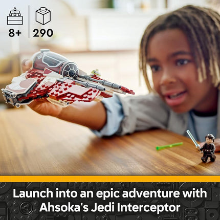 LEGO Star Wars Ahsoka’s Jedi Interceptor Building Toy for 8+ Year Old Boys & Girls, Set Features 2 Minifigures with Lightsabers and Droid Figure for The Clone Wars Fans, Buildable Kids Toy 75401