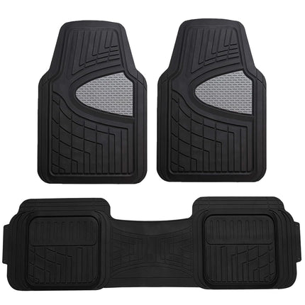 FH Group Automotive Floor Mats - Heavy-Duty Rubber Floor Mats for Cars, Universal Fit Full Set, Climaproof Floor Mats, Trimmable Floor Mats for Most Sedan, SUV, Truck Floor Mats Gray Black
