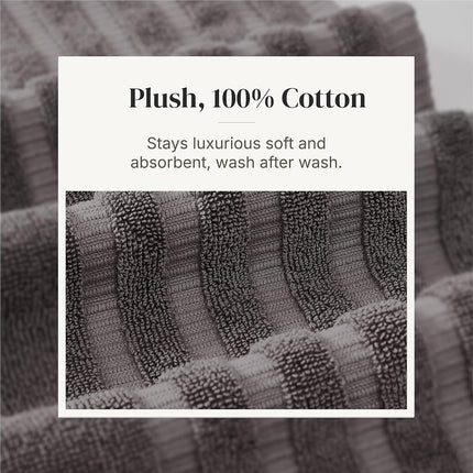 Amrapur Pacific Coast Textiles 6 Pc Yarn Dyed Towel Oxford Ash Grey, 6-Piece
