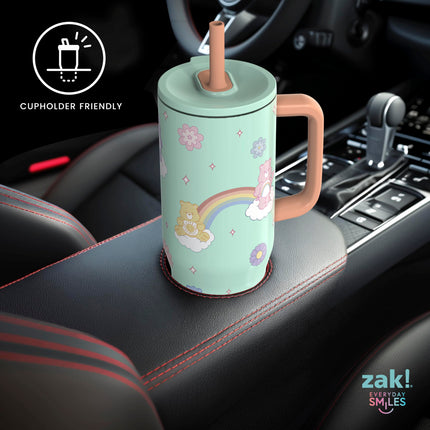 Vaso de viaje Sutton Care Bears de Zak Designs para llevar, de acero inoxidable de 887 ml con aislamiento al vacío, pajita de silicona y asa de transporte para bebidas frías (Care Bears)