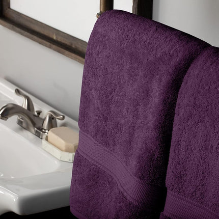 Superior Egyptian Cotton Solid Towel Set, Washcloths 13” x 13”, Hand Towels 20” x 30”, Bath Towels 30” x 55", 800 GSM, Plum, 10-Pieces